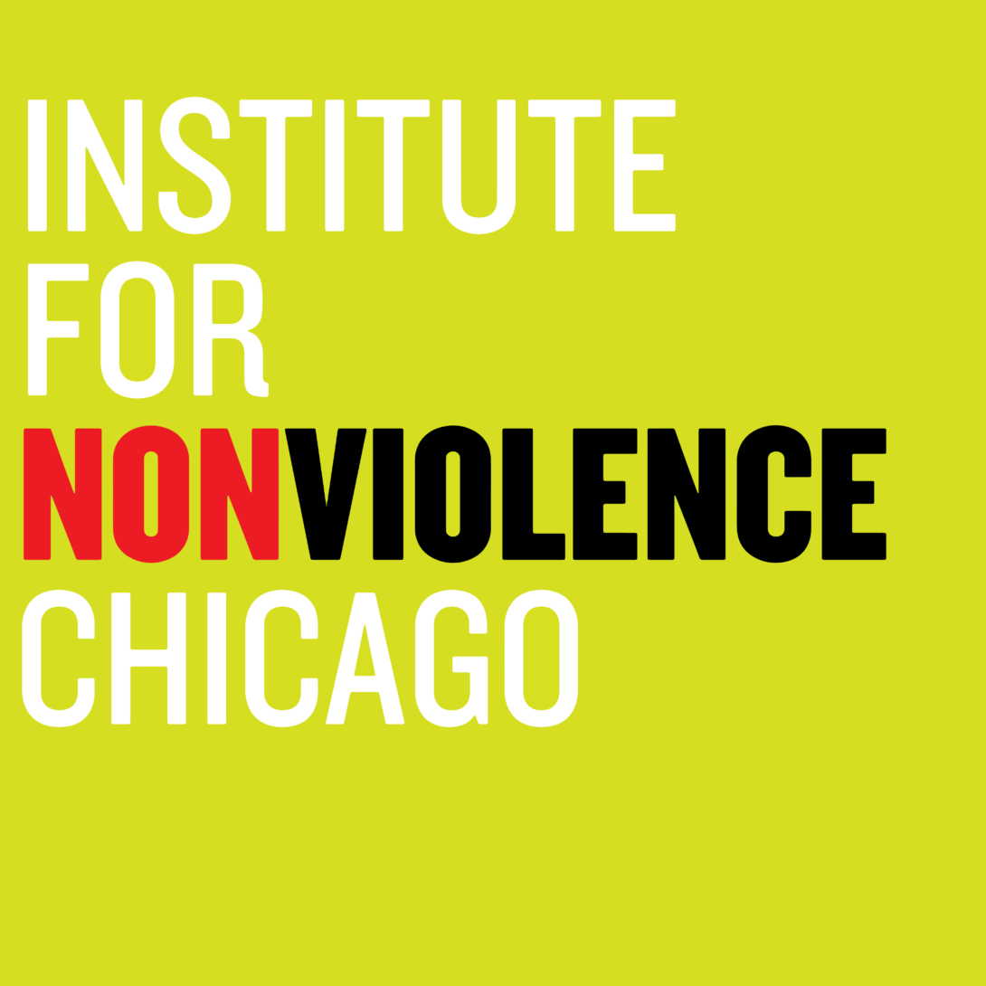 The logo for Institute of Nonviolence Chicago, a community SPOKE, is displayed.